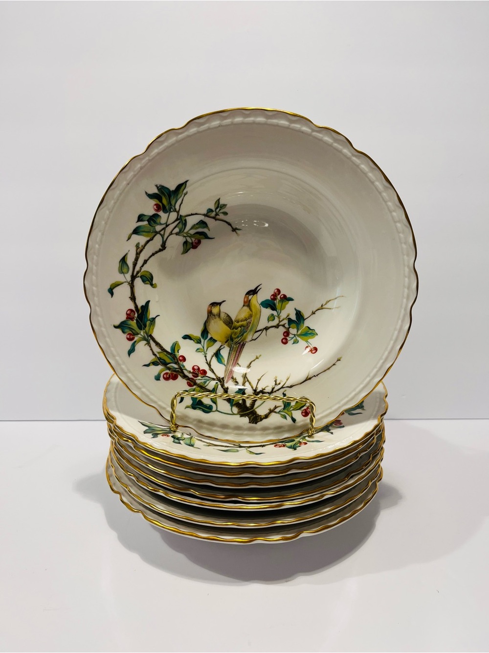 Vintage Royal Jackson Cherry Branch Rim Soup Bowls 8-1/8” Set of 8